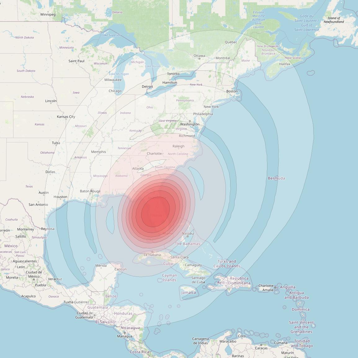 Directv 9S at 101° W downlink Ku-band BB03 (Orlando) Beam coverage map
