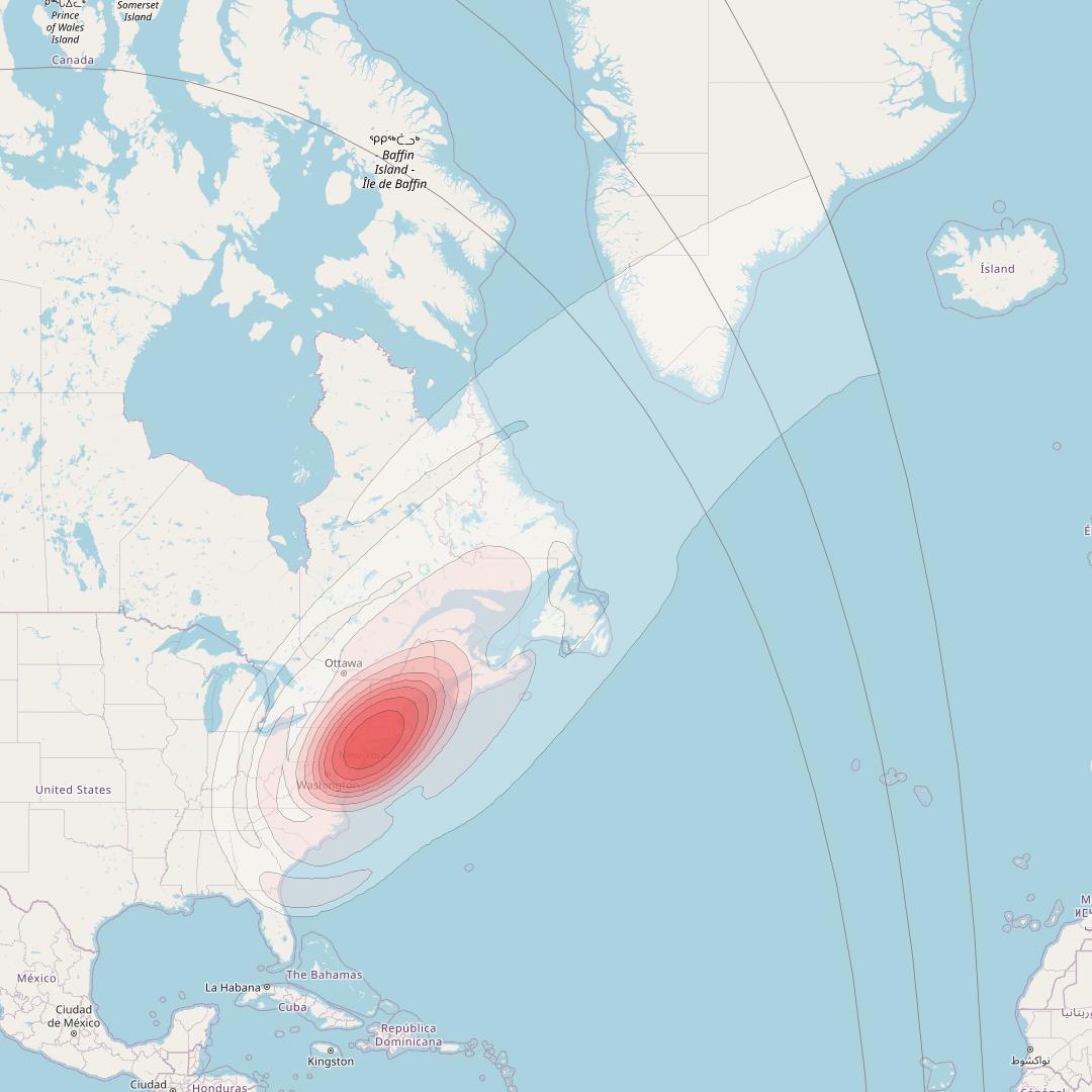 Directv 9S at 101° W downlink Ku-band CB12 (New York) Beam coverage map