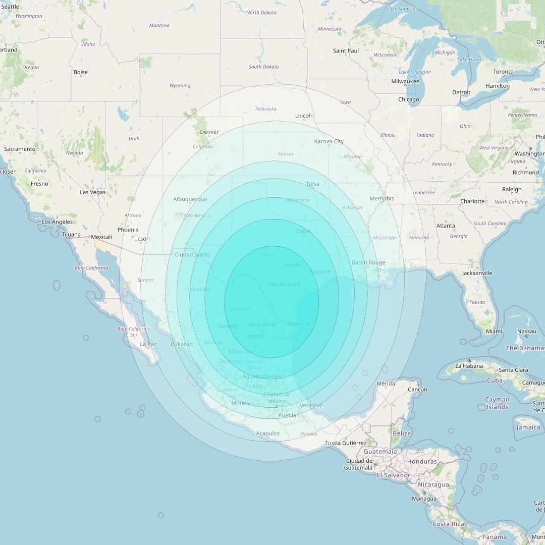 Skyterra 1 at 101° W downlink L-band TL1 beam coverage map