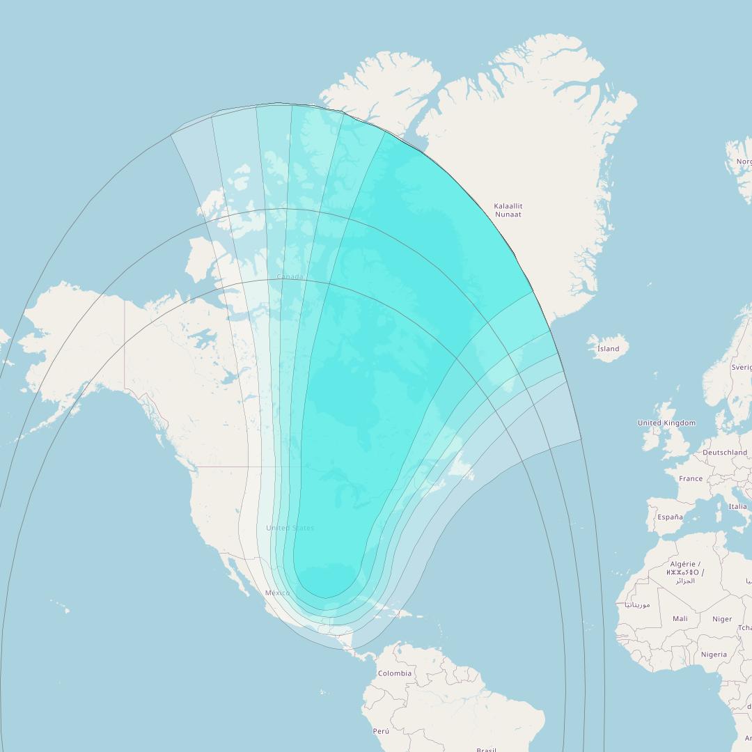 Skyterra 1 at 101° W downlink L-band TLEM2 beam coverage map