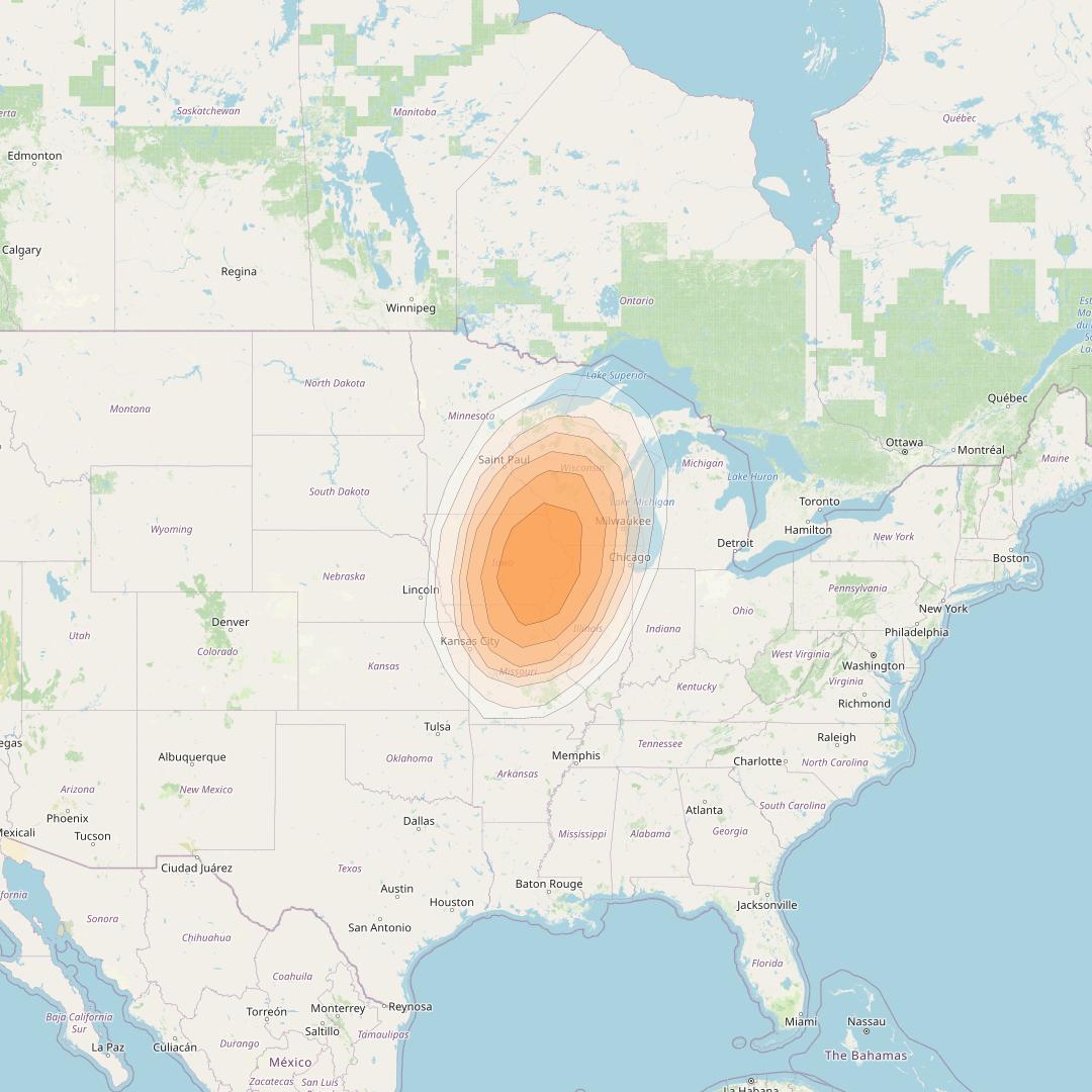 Directv 10 at 103° W downlink Ka-band A4B6 (Iowa City) Spot beam coverage map