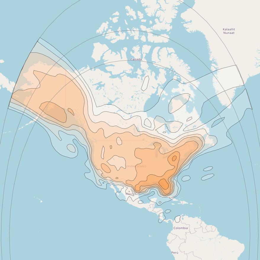 Directv 15 at 103&deg; W downlink Ka-band CONUS B beam coverage map