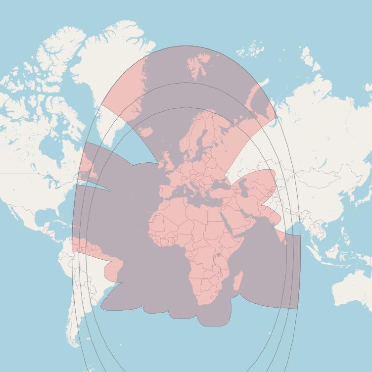 Eutelsat 10B at 10&deg; E downlink K-band Consolidate Global Maritime Services beam coverage map