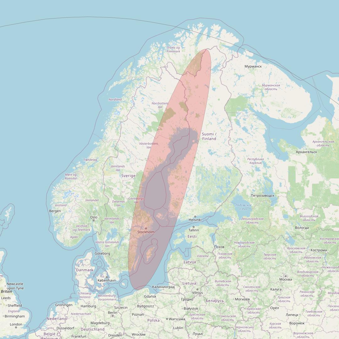 Eutelsat 10B at 10&deg; E downlink Ku-band S002 User Spot beam coverage map