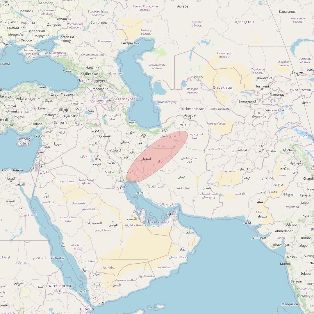 Eutelsat 10B at 10&deg; E downlink Ku-band S022 User Spot beam coverage map