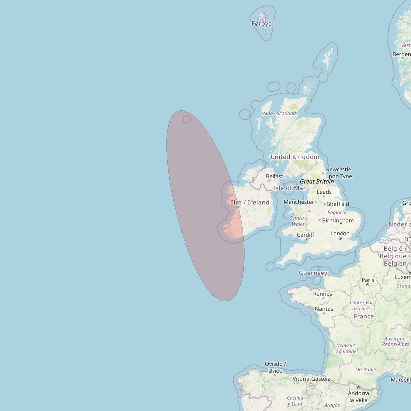 Eutelsat 10B at 10&deg; E downlink Ku-band S028 User Spot beam coverage map