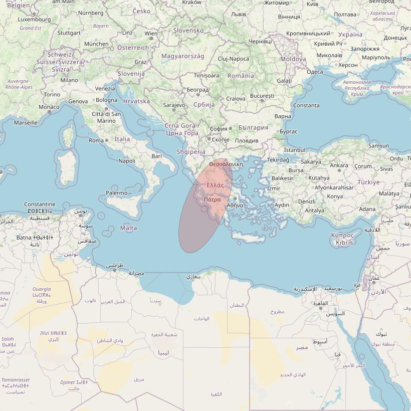 Eutelsat 10B at 10&deg; E downlink Ku-band S036 User Spot beam coverage map