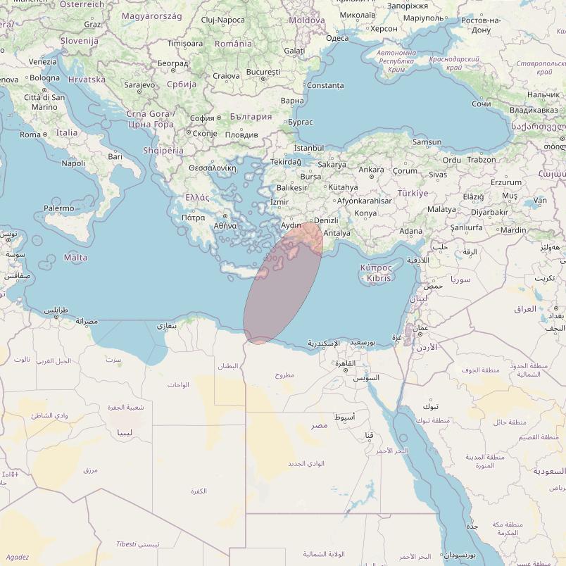 Eutelsat 10B at 10&deg; E downlink Ku-band S038 User Spot beam coverage map