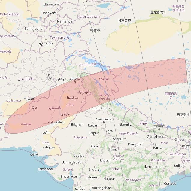 Eutelsat 10B at 10&deg; E downlink Ku-band S057 User Spot beam coverage map
