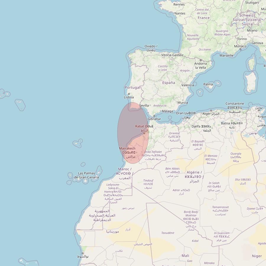Eutelsat 10B at 10&deg; E downlink Ku-band S073 User Spot beam coverage map
