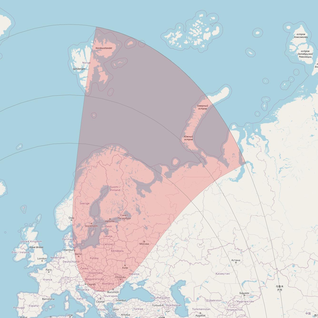 Eutelsat 10B at 10&deg; E downlink Ku-band S102 User Spot beam coverage map