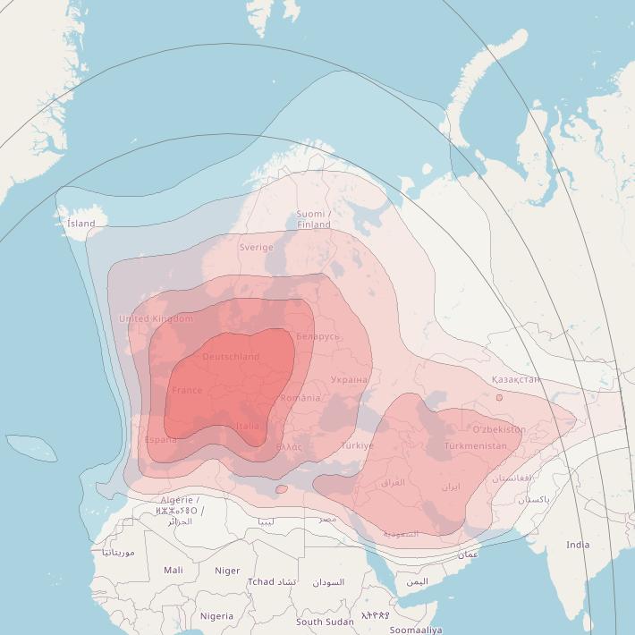 Eutelsat 10B at 10&deg; E downlink Ku-band Wide beam coverage map