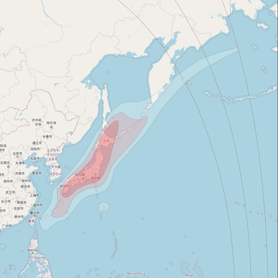 JCSat 110A at 110° E downlink Ku-band Japan beam coverage map
