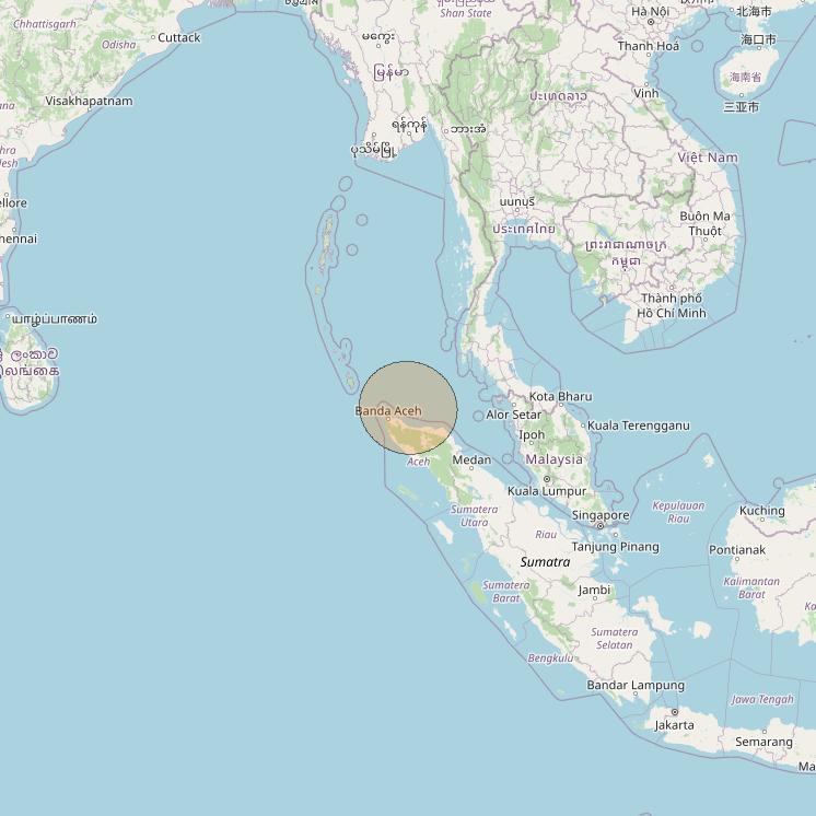 Nusantara Lima at 113&deg; E downlink Ka-band S001 User Spot beam coverage map