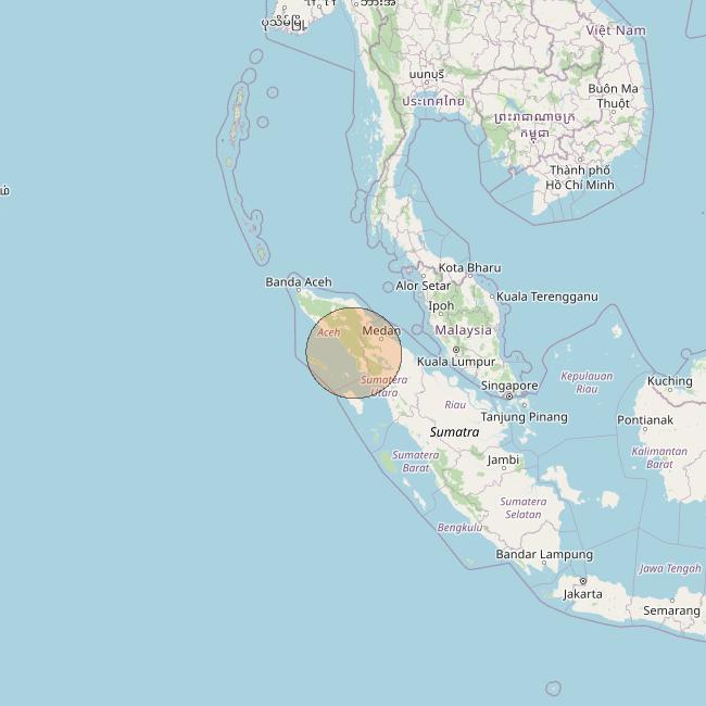 Nusantara Lima at 113&deg; E downlink Ka-band S002 User Spot beam coverage map