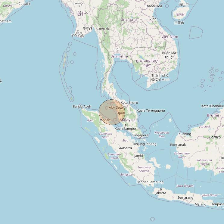 Nusantara Lima at 113&deg; E downlink Ka-band S005 User Spot beam coverage map