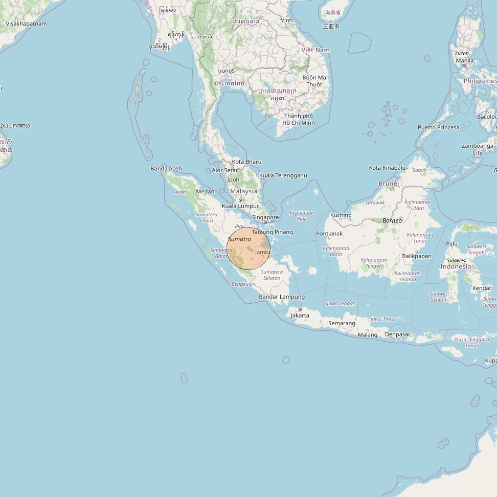 Nusantara Lima at 113&deg; E downlink Ka-band S007 User Spot beam coverage map