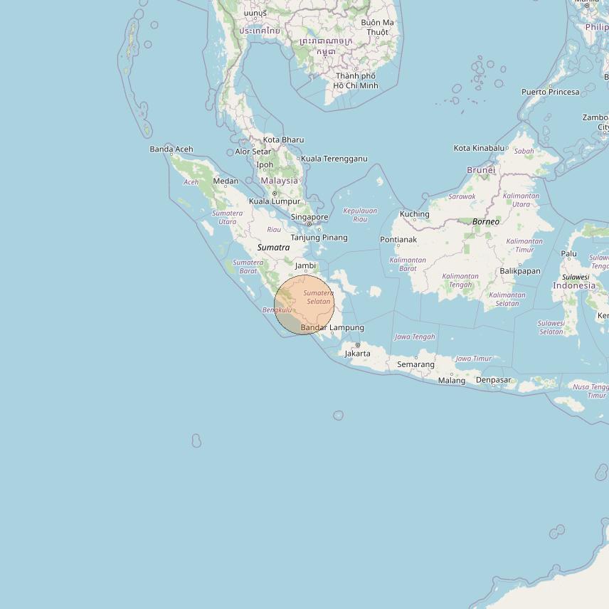 Nusantara Lima at 113&deg; E downlink Ka-band S008 User Spot beam coverage map