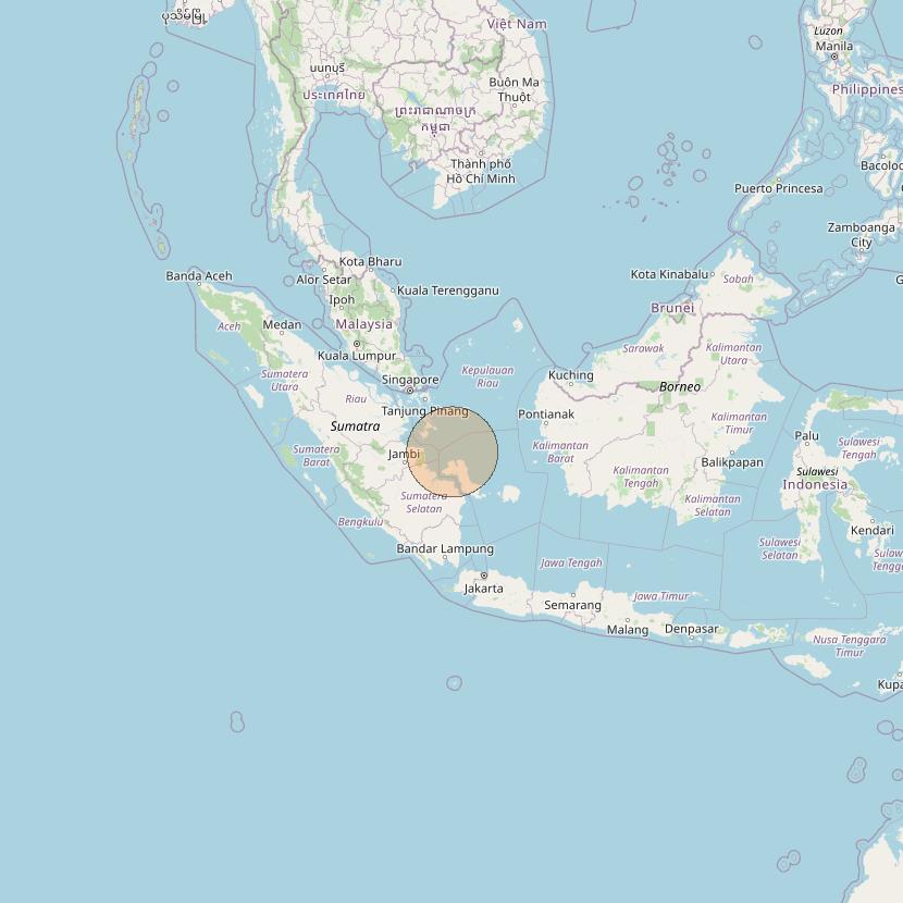 Nusantara Lima at 113&deg; E downlink Ka-band S012 User Spot beam coverage map