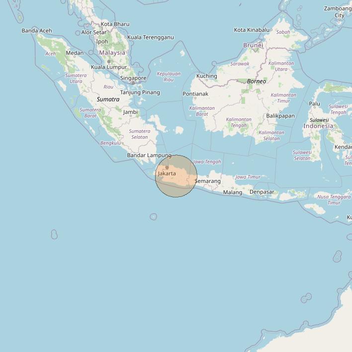 Nusantara Lima at 113&deg; E downlink Ka-band S014 User Spot beam coverage map