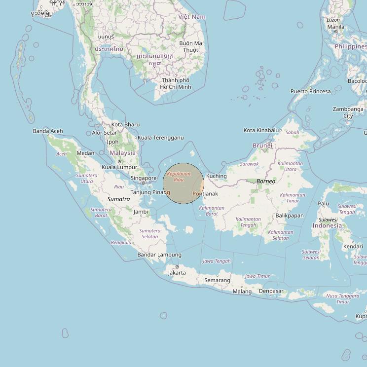 Nusantara Lima at 113&deg; E downlink Ka-band S016 User Spot beam coverage map