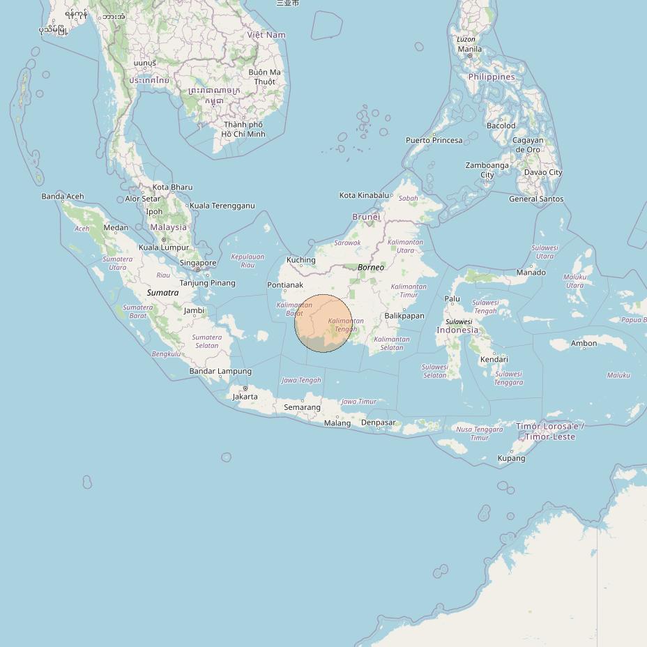 Nusantara Lima at 113&deg; E downlink Ka-band S022 User Spot beam coverage map