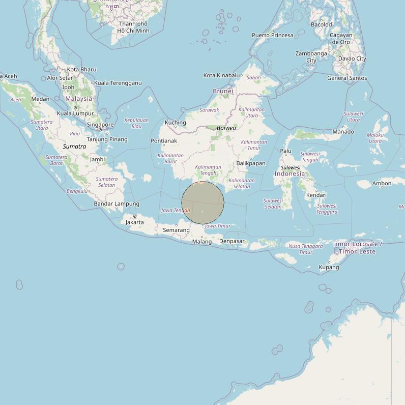 Nusantara Lima at 113&deg; E downlink Ka-band S023 User Spot beam coverage map