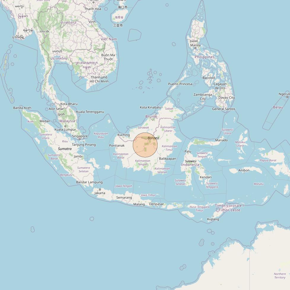 Nusantara Lima at 113&deg; E downlink Ka-band S026 User Spot beam coverage map