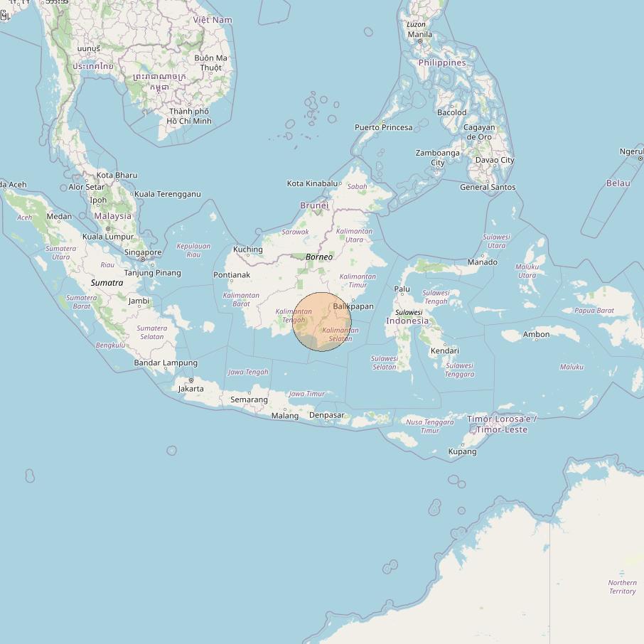 Nusantara Lima at 113&deg; E downlink Ka-band S027 User Spot beam coverage map