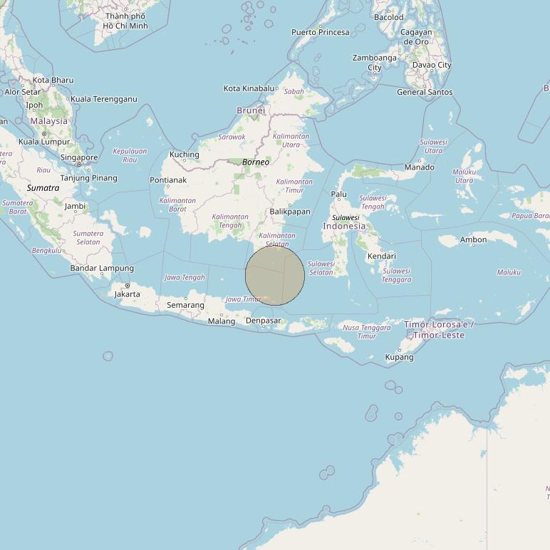 Nusantara Lima at 113&deg; E downlink Ka-band S028 User Spot beam coverage map