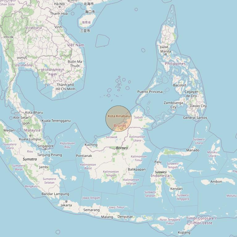 Nusantara Lima at 113&deg; E downlink Ka-band S030 User Spot beam coverage map