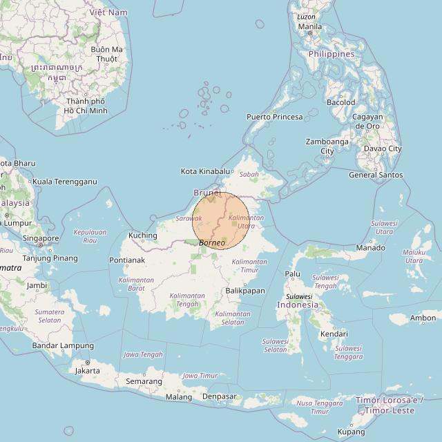 Nusantara Lima at 113&deg; E downlink Ka-band S031 User Spot beam coverage map