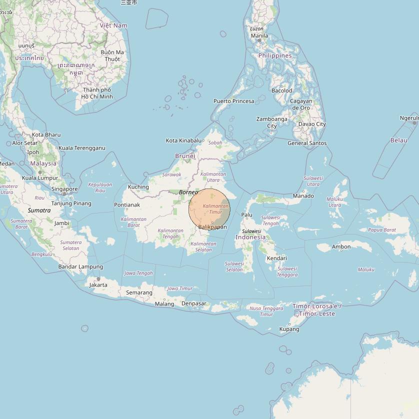 Nusantara Lima at 113&deg; E downlink Ka-band S032 User Spot beam coverage map