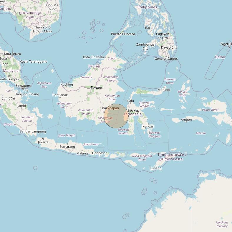 Nusantara Lima at 113&deg; E downlink Ka-band S033 User Spot beam coverage map