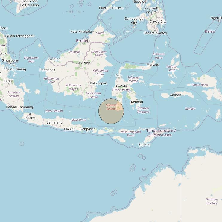 Nusantara Lima at 113&deg; E downlink Ka-band S034 User Spot beam coverage map