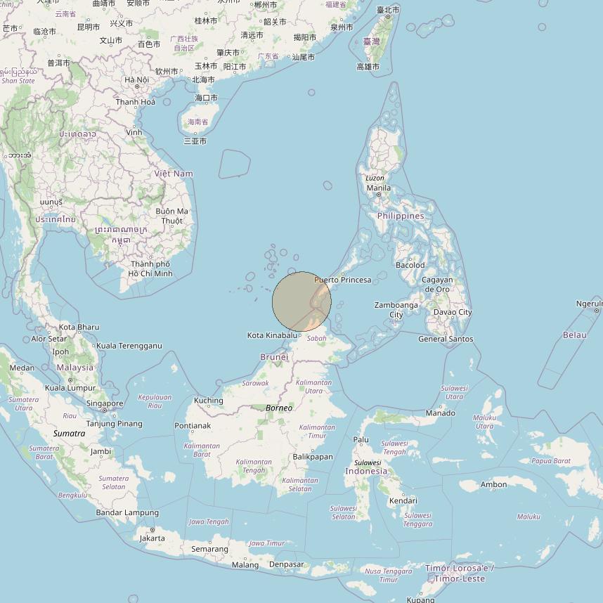 Nusantara Lima at 113&deg; E downlink Ka-band S036 User Spot beam coverage map
