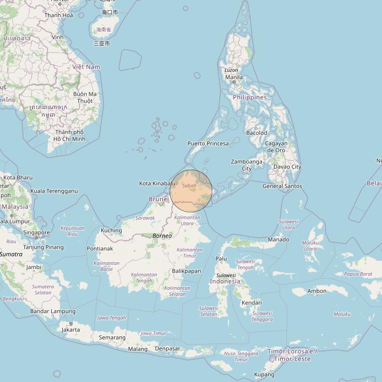 Nusantara Lima at 113&deg; E downlink Ka-band S037 User Spot beam coverage map