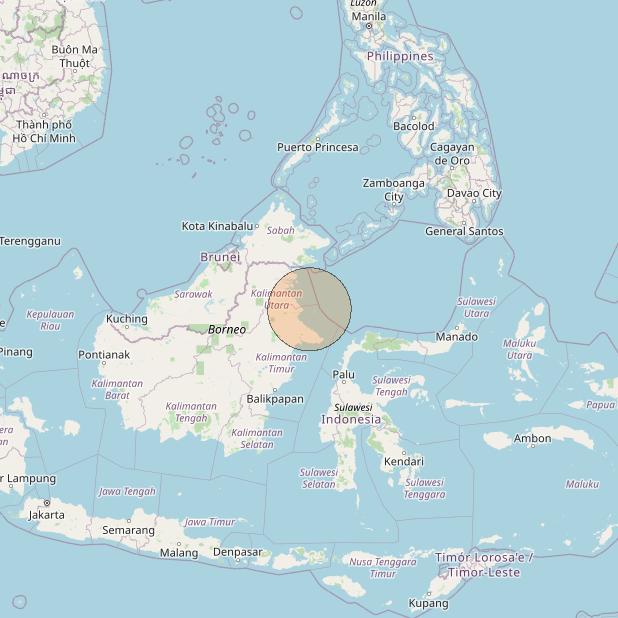 Nusantara Lima at 113&deg; E downlink Ka-band S038 User Spot beam coverage map