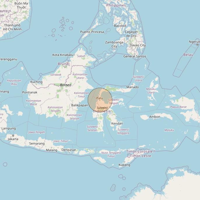 Nusantara Lima at 113&deg; E downlink Ka-band S039 User Spot beam coverage map