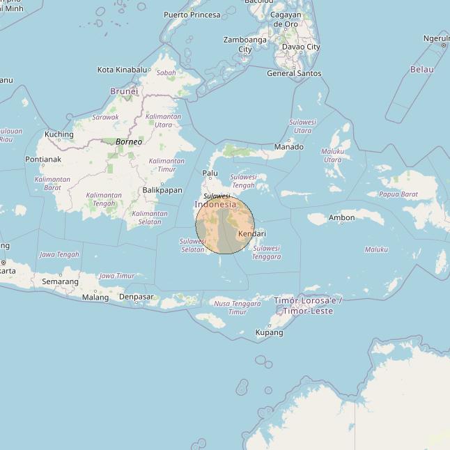 Nusantara Lima at 113&deg; E downlink Ka-band S040 User Spot beam coverage map