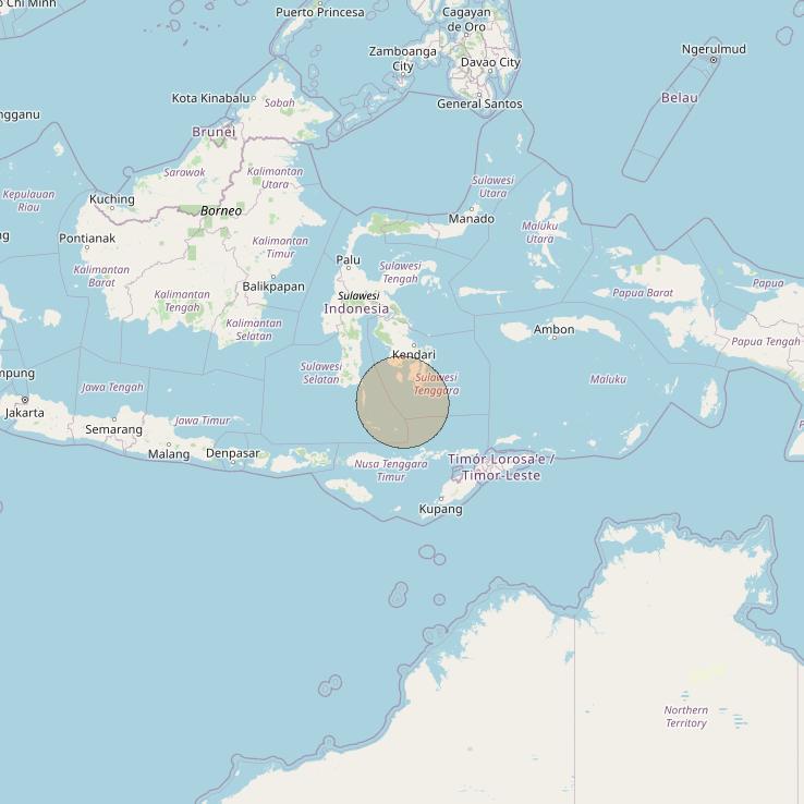 Nusantara Lima at 113&deg; E downlink Ka-band S041 User Spot beam coverage map