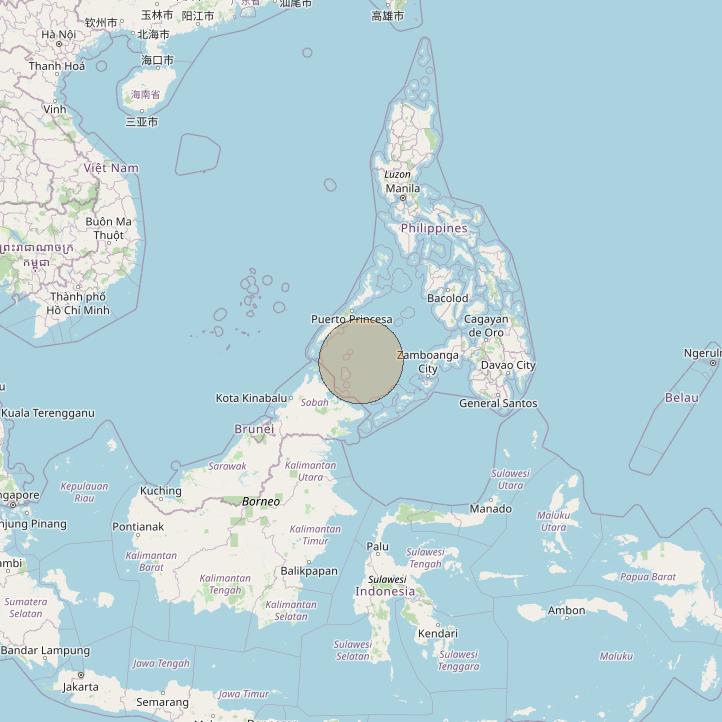 Nusantara Lima at 113&deg; E downlink Ka-band S049 User Spot beam coverage map