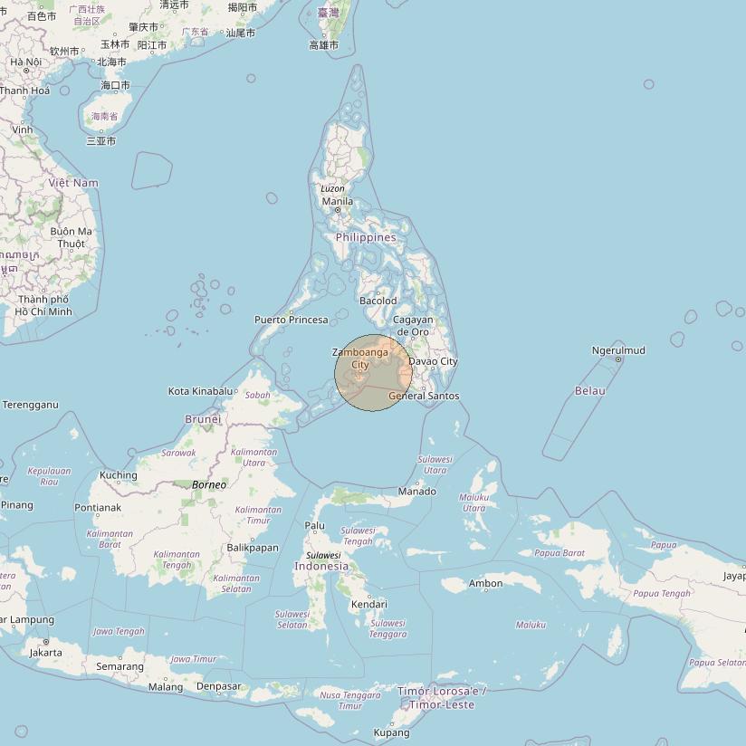 Nusantara Lima at 113&deg; E downlink Ka-band S051 User Spot beam coverage map