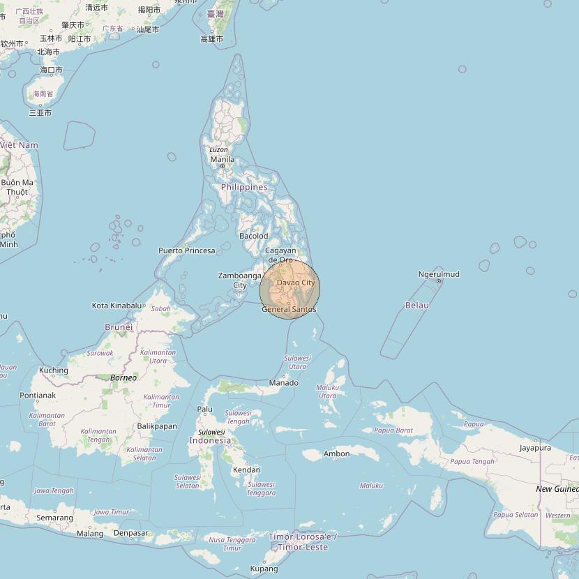 Nusantara Lima at 113&deg; E downlink Ka-band S052 User Spot beam coverage map