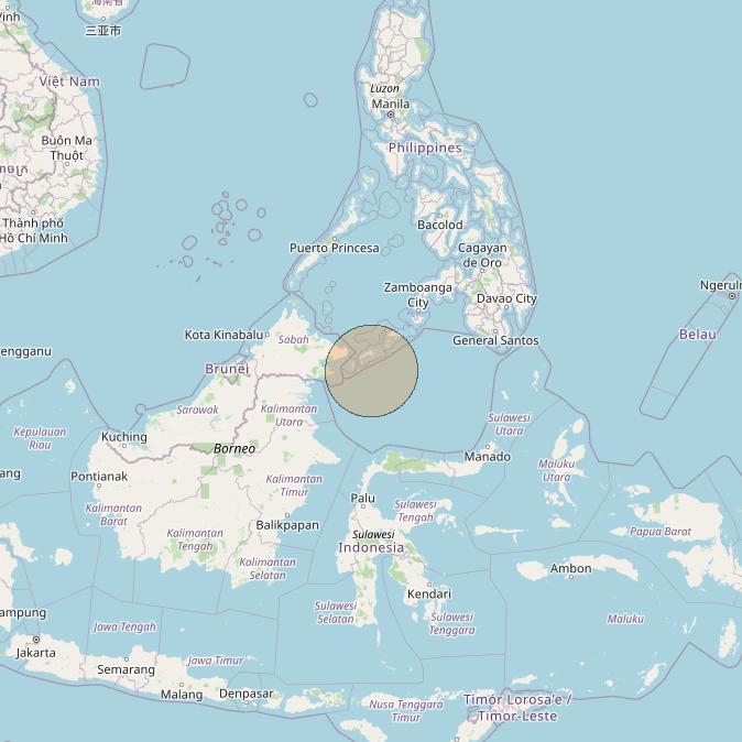 Nusantara Lima at 113&deg; E downlink Ka-band S053 User Spot beam coverage map