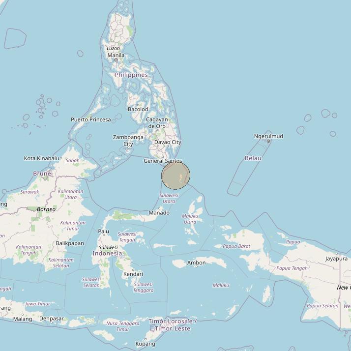 Nusantara Lima at 113&deg; E downlink Ka-band S054 User Spot beam coverage map