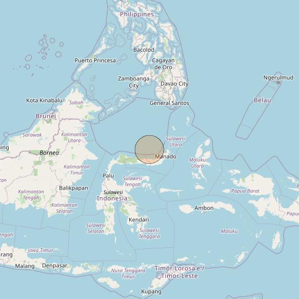 Nusantara Lima at 113&deg; E downlink Ka-band S056 User Spot beam coverage map