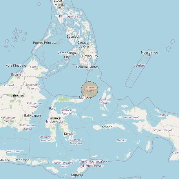 Nusantara Lima at 113&deg; E downlink Ka-band S057 User Spot beam coverage map