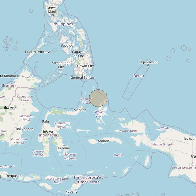 Nusantara Lima at 113&deg; E downlink Ka-band S058 User Spot beam coverage map
