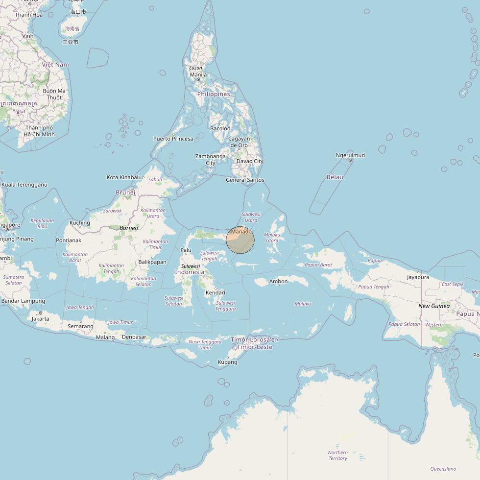Nusantara Lima at 113&deg; E downlink Ka-band S060 User Spot beam coverage map